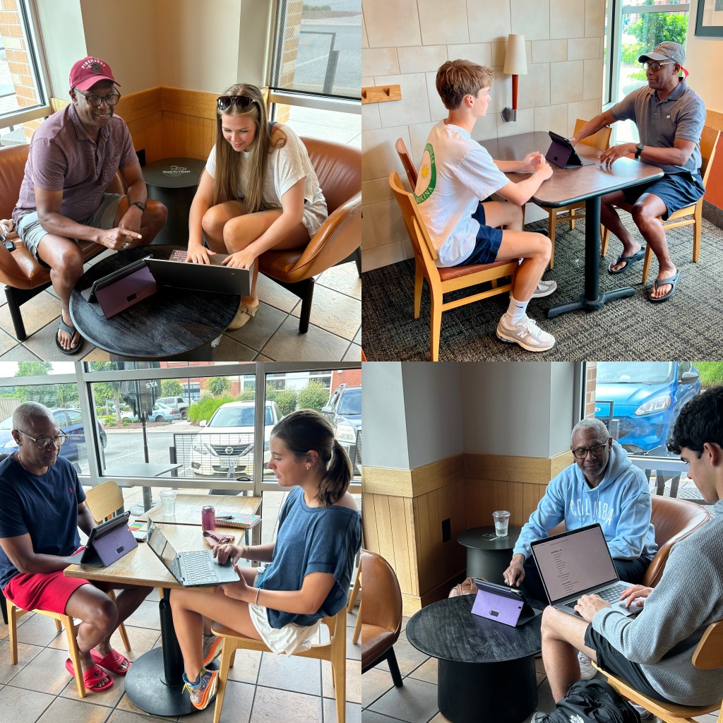 Keeon working with students